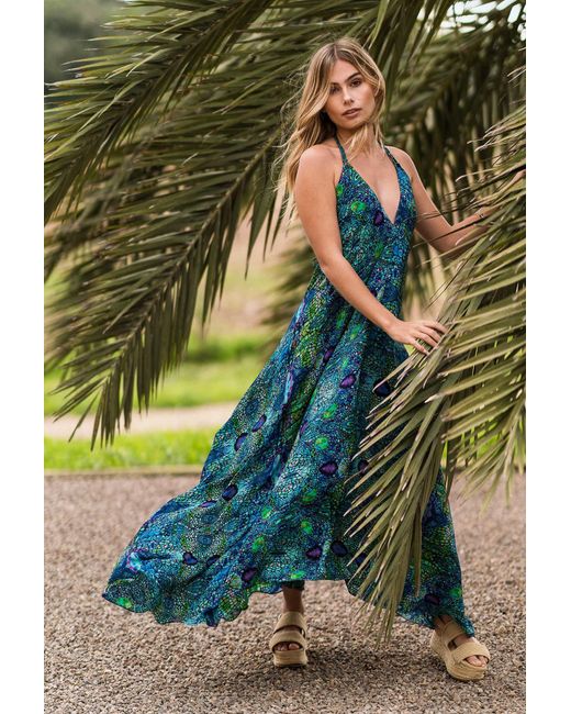Sophia Alexia Blue Iguana Silk Ibiza Dress