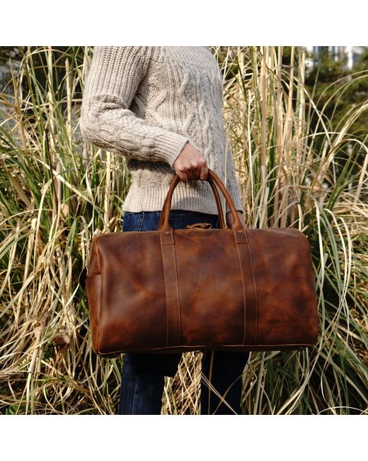 Touri Brown Genuine Leather Holdall