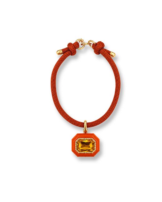 Michael Nash Jewelry Orange Lena Resin Octagon And Topaz Crystal Pendant