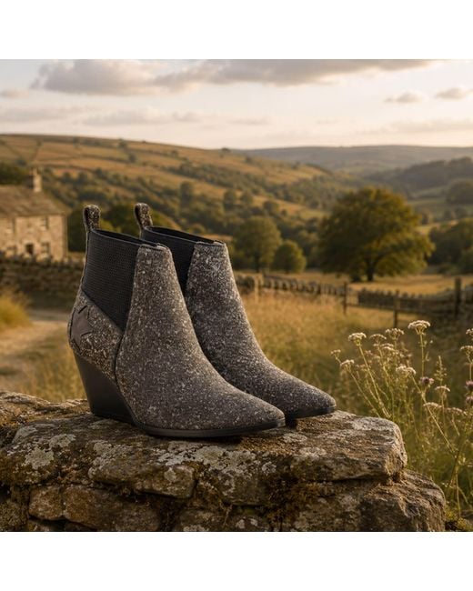 Rosamund Muir London Gray Felixa Speckled Calf Hair With Star Ankle Boots