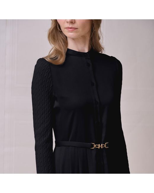 Roch Perel Black Cable Knit And Satin Dress