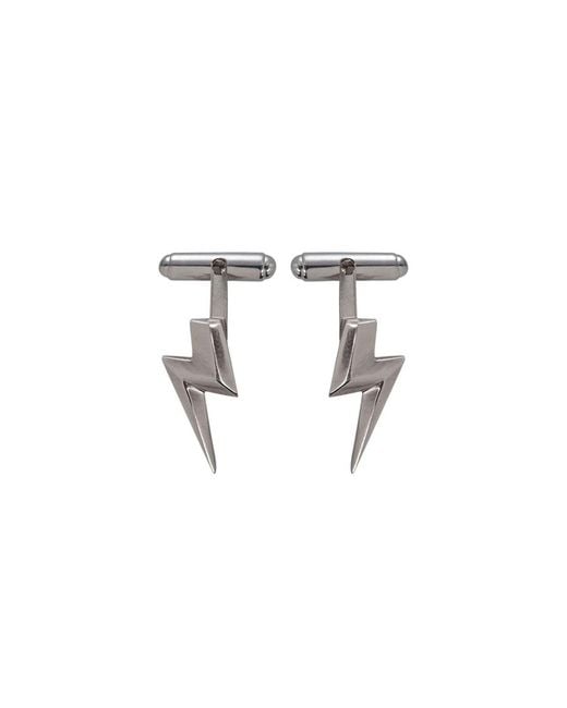 Edge Only Metallic 3D Flat Top Lightning Bolt Cufflinks Sterling for men
