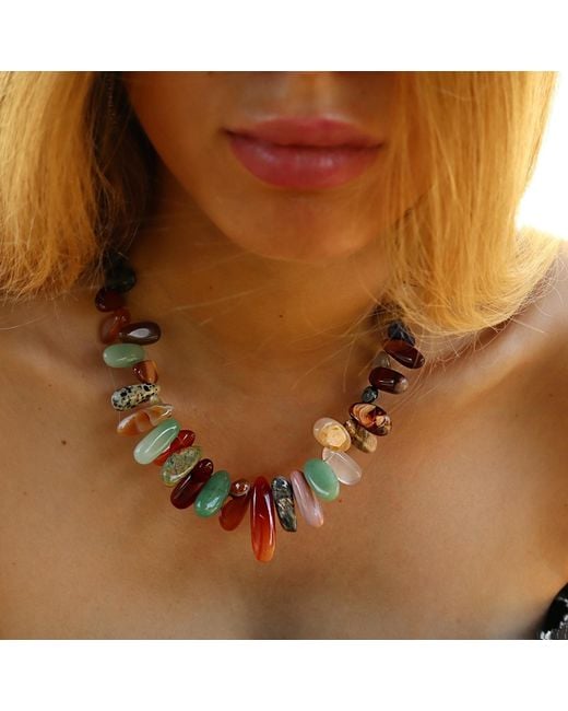 Mineralgems•Studio Red Agate, Jasper & Quartz Gemstone Necklace
