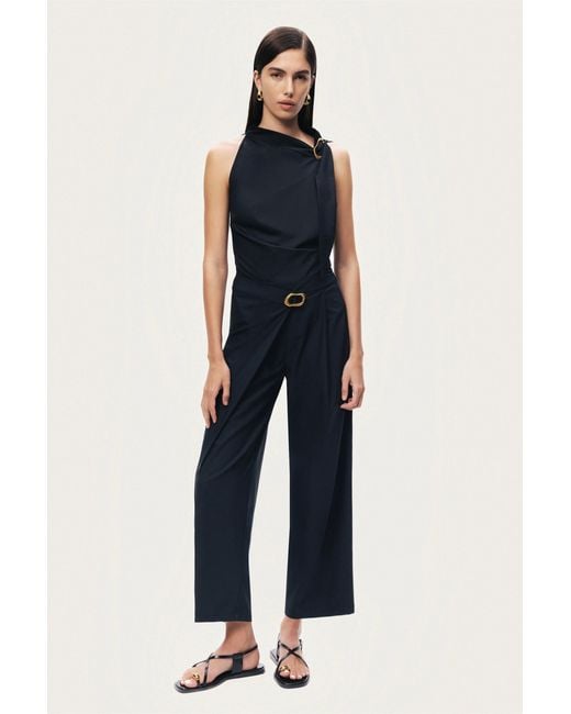 Nocturne Black Asymmetric Buckle Detail Pants