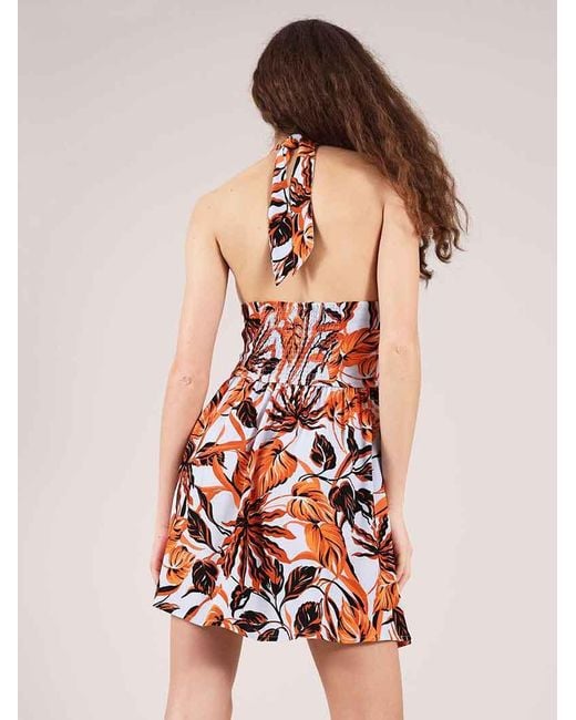 blonde gone rogue Red Beachy Halter Neck Mini Dress, Upcycled Viscose