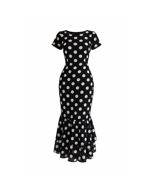 Girl In Mind Black Roxy Boat Neck Frill Midi Spot