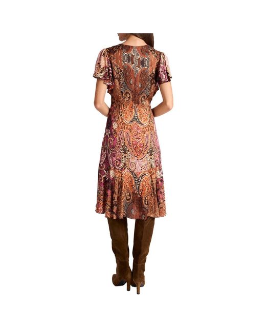 Santorelli Yellow Neutrals Grazia Flutter Sleeve Sheath Dress