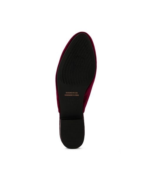Rag & Co Red Batiste Velvet Handcrafted Mules