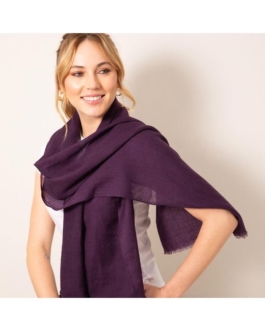 Alie Street London Purple Aurielle Silk Wool Scarf Imperial