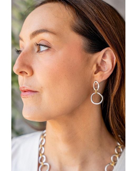 Loni Paul Jewelry Metallic Mixed Metal Sculpted Circle Earrings