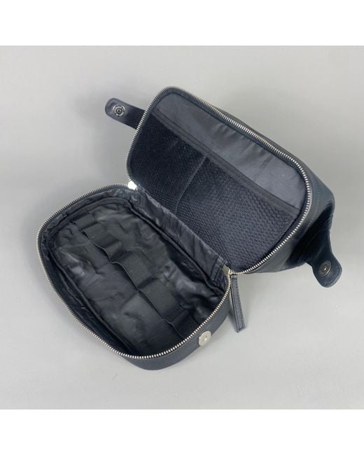 LeatherCo. Black Leather Open Top Wash Bag for men