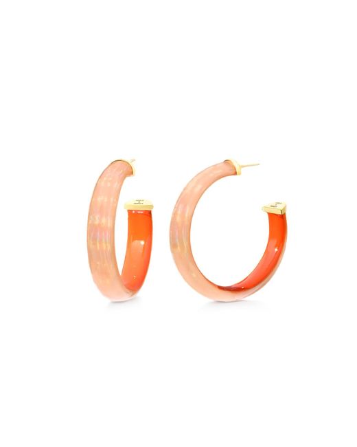 Gold & Honey Orange Medium Iridescent Lucite Hoops