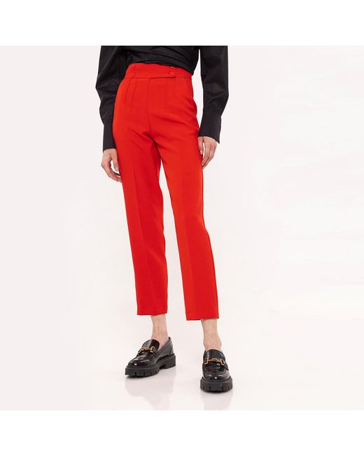 Nissa Red High Waisted Slim Pants