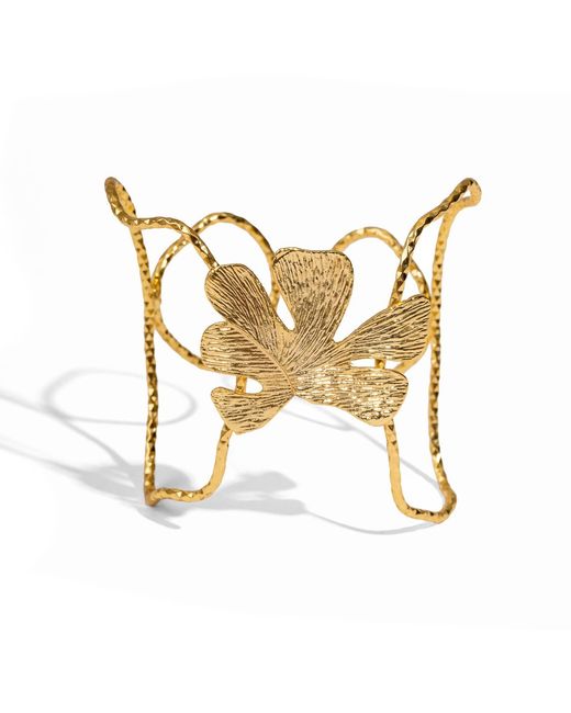 Ebru Jewelry Metallic Eternal Leaves Arm & Cuff Bracelet