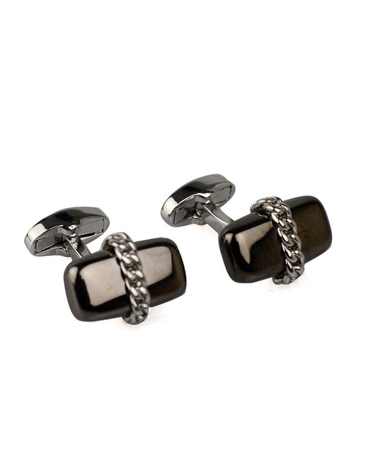 DAVID WEJ Black Neutrals Chained Capsule Cufflinks for men