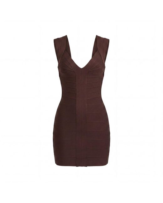 Irmak Su Guclu Brown Vistula Body Sculpt Bandage Dress