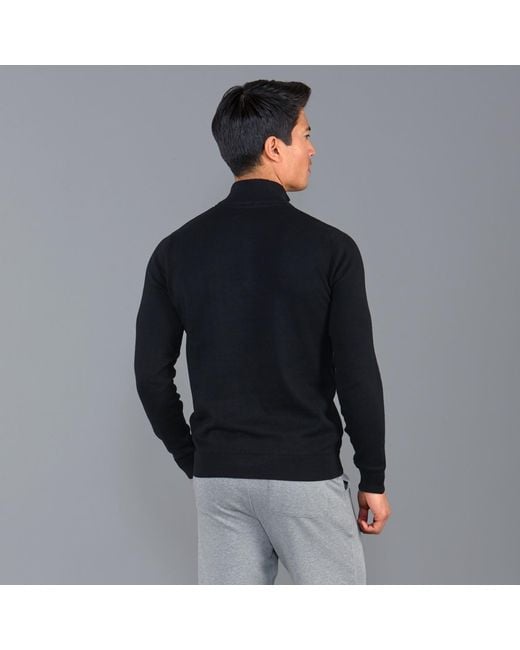 Paul James Knitwear Black Lightweight Foster Cotton Zip Neck Jumper for men