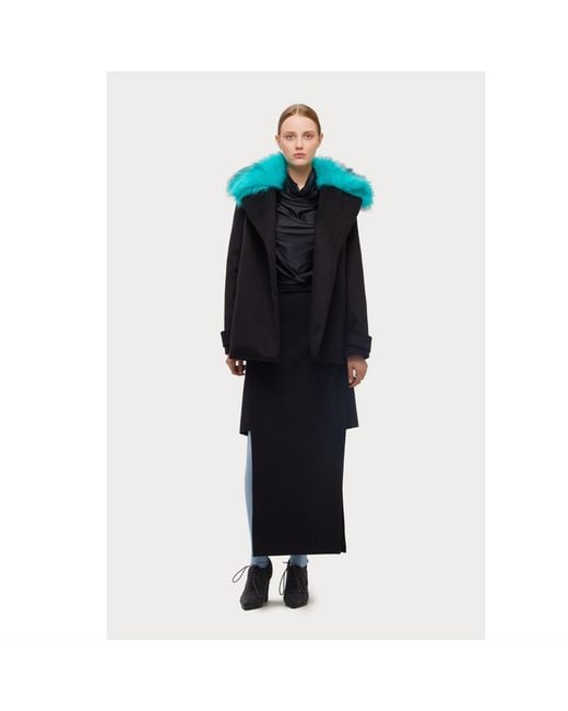 Julia Allert Blue Leather-Look Long Sleeve Top