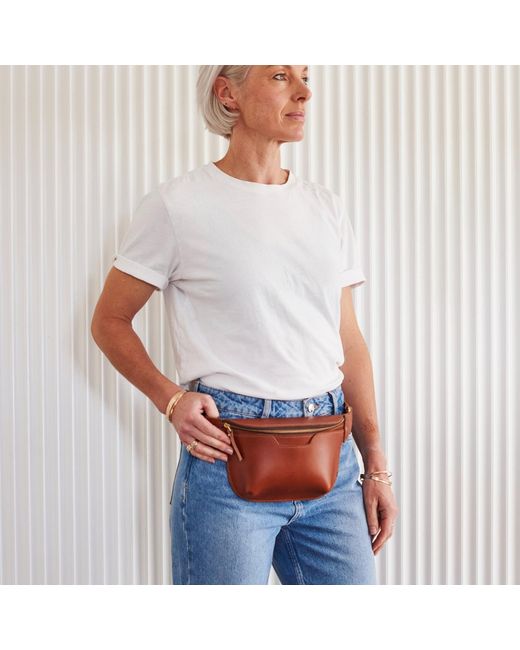 VIDA VIDA Brown Structured Tan Leather Sling Bum Bag