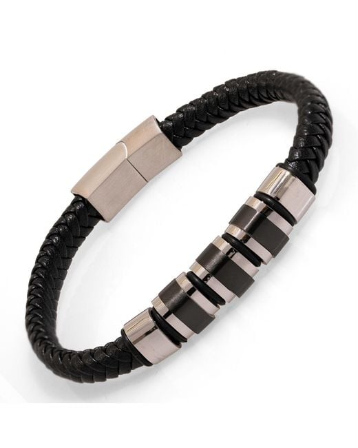 Ebru Jewelry Black Fashion Style Leather & Bracelet for men