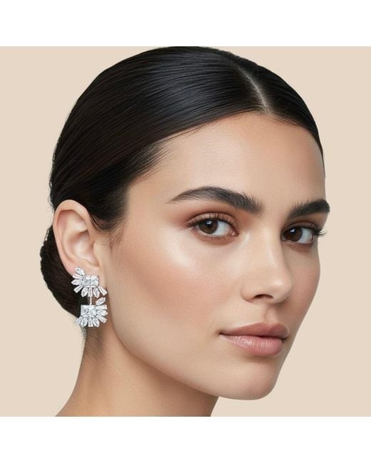 Maison De Gala Metallic Tone Crystal Drop Earrings
