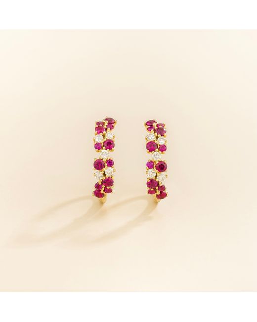 Juvetti Metallic Starry Huggie Earrings Set With Ruby & Diamond