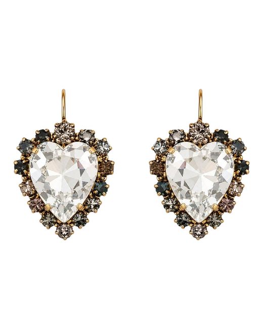 Vstyle Metallic Amore Swarovski Heart Earrings