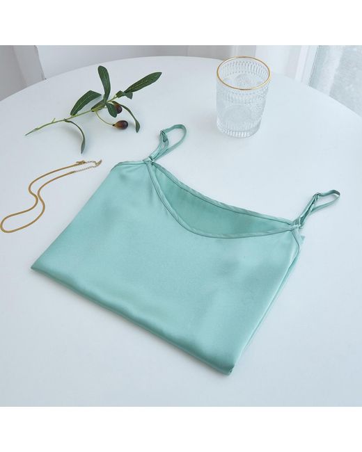 Soft Strokes Silk Green Pure Mulberry Silk Camisole With Adjustable Straps
