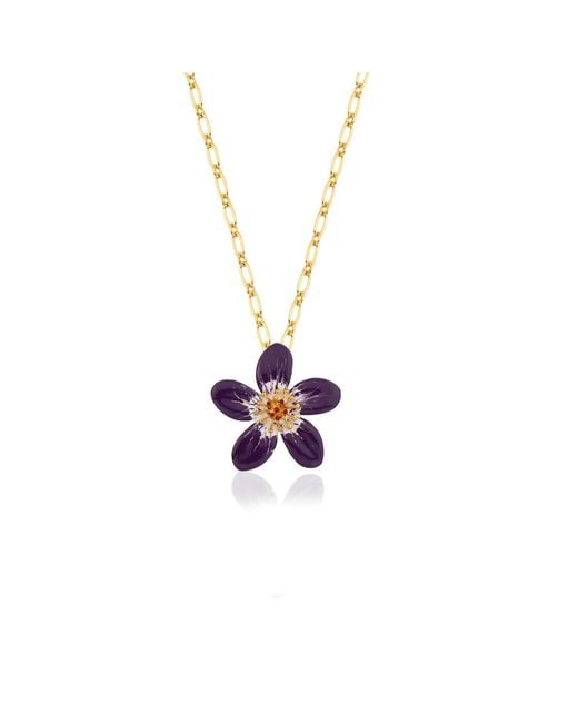 Milou Jewelry Multicolor Purple Periwinkle Flower Necklace