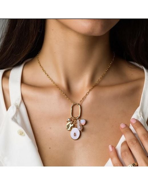 Rare Matters Jewelry Metallic Radiance Charm Mother Of Pearl Necklace