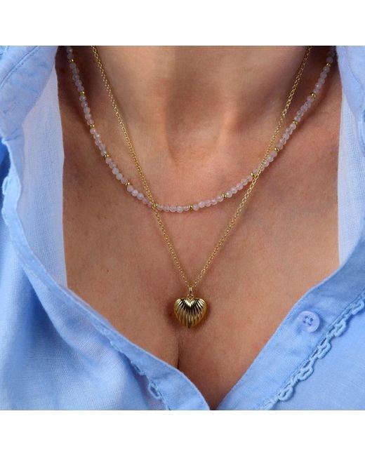 Nellou Jewellery Metallic Scalloped Heart Necklace Plated Sterling