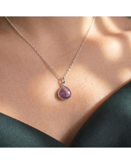 Harfi Purple Ruby July Birthstone Sterling Heart Pendant Necklace