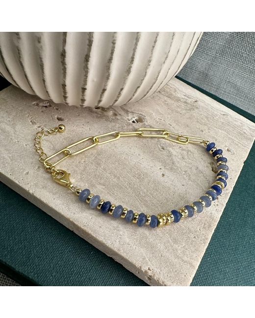 Clemence Wren Metallic Jade Stone Paperclip Bracelet