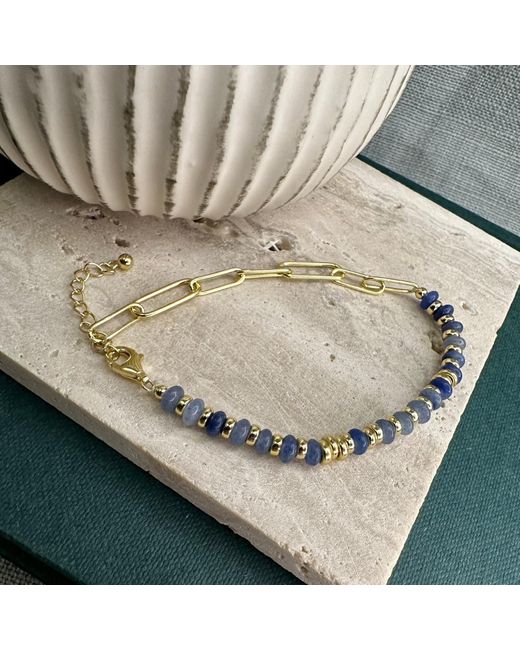 Clemence Wren Metallic Jade Stone Paperclip Bracelet