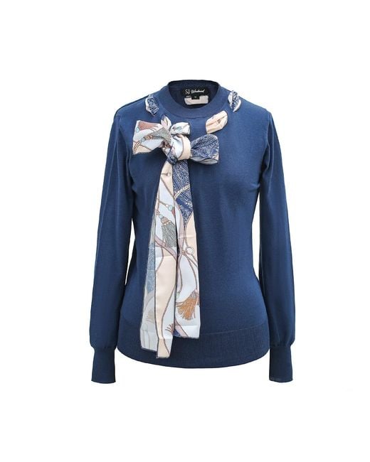 Smart and Joy Blue Ascot-Tie Jumper