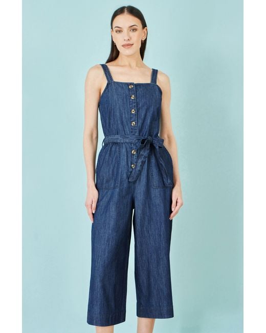 Yumi' Blue Chambray Button Through Jumpsuit