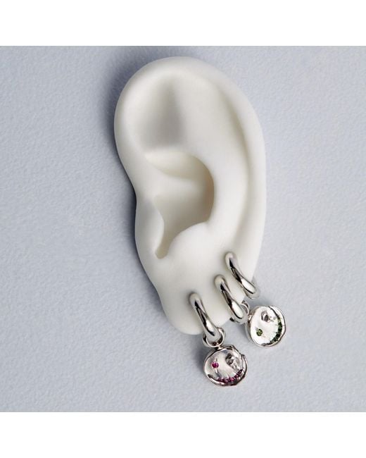 Kasun White Smile Hoop Earrings – July – Ruby –