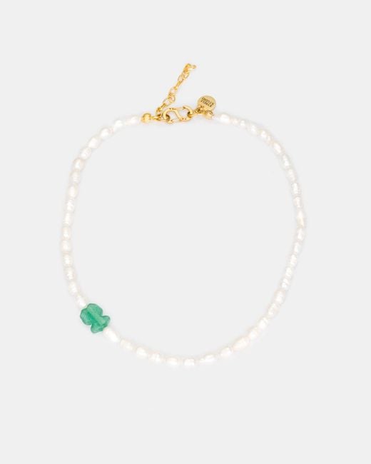 Kybele Studio White Whimsical Charm Necklace With Aventurine & Pearls