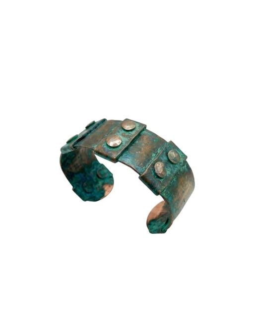 Anatoliacraft Green Vintage Copper Riveted Cuff Bracelet With Patina for men