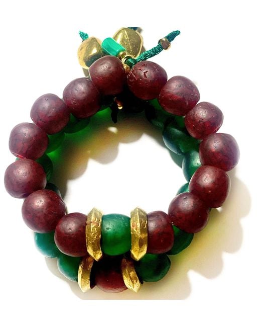 Persia Dona Jewelry Green Emerald Vintage Glass Bracelet
