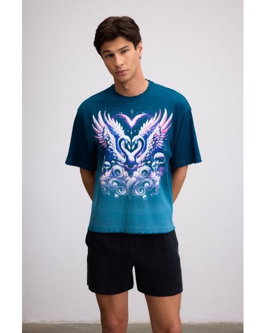 Je Te Veux Blue Fae Heart T-Shirt for men