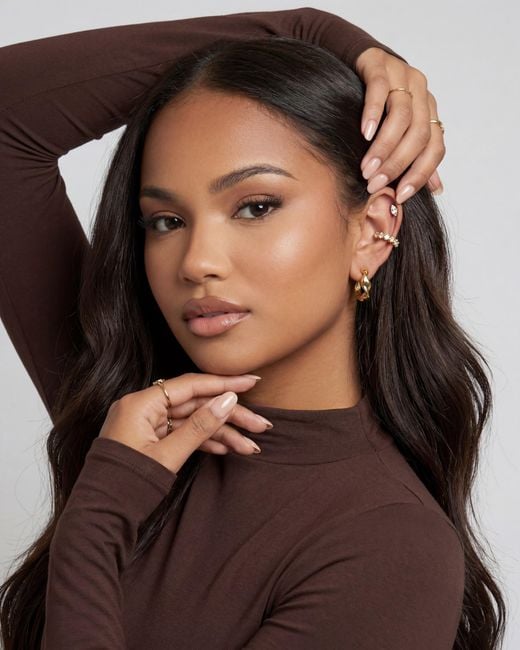 Elk & Bloom Metallic 14K Wave Huggie Hoops