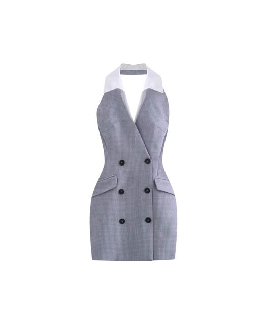 Unum Diem Blue Collared Halter Mini Dress