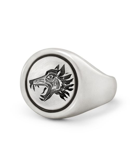 Snake Bones Metallic Wolf Signet Ring for men