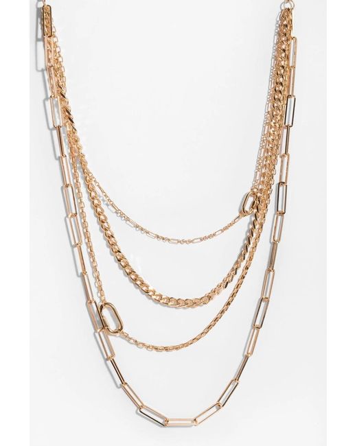 Saachi White Layered Chain Multi Necklace