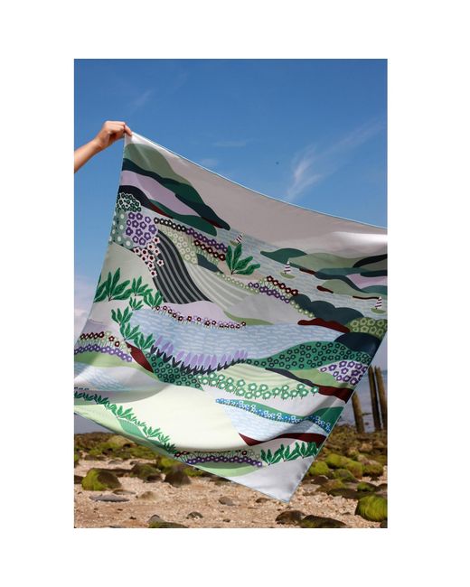 Jessie Zhao New York Blue Double Sided Silk Scarf Of Summer