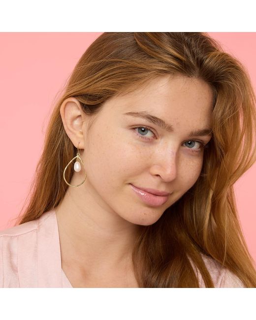 Pearls of the Orient Online Metallic Credo Brushed Vermeil & Pearls Drop Earrings