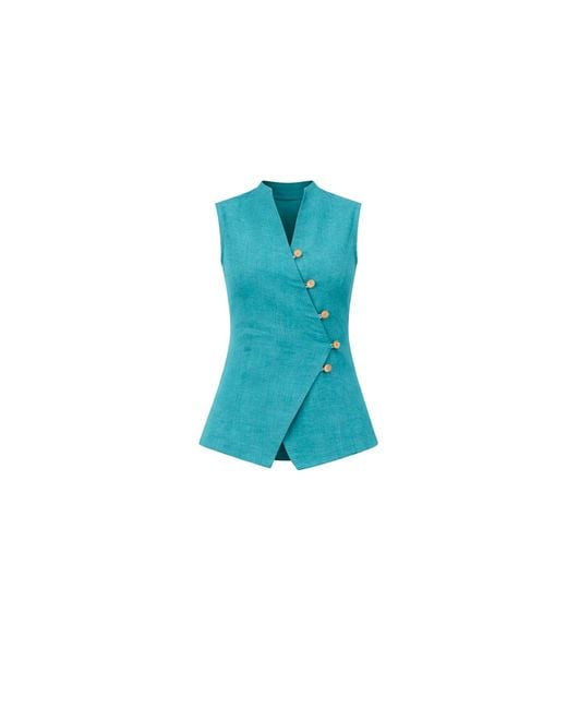 Lumina Eligma Blue The Isla Linen Vest Ensemble