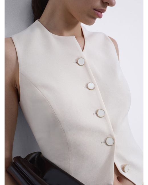 Sélone White Neutrals Calin Asymmetric Tie Vest Soft Ivory