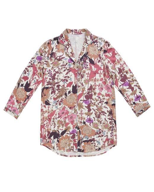 Fable England Pink Deco Blooms Viscose Night Shirt